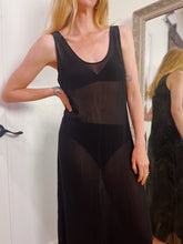 Load image into Gallery viewer, VINTAGE SHEER RAYON BLACK DRESS
