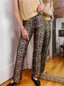 VINTAGE COTTON BLEND LEOPARD TROUSERS