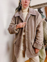 Load image into Gallery viewer, VINTAGE QUILTED FAUX FUR CHORE COAT

