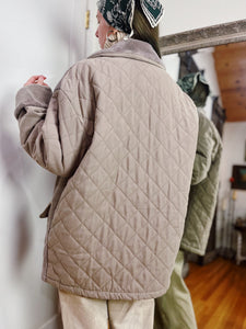 VINTAGE QUILTED FAUX FUR CHORE COAT