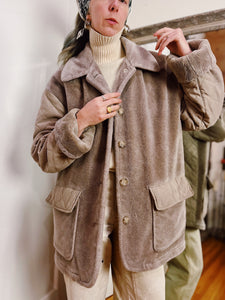 VINTAGE QUILTED FAUX FUR CHORE COAT