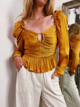 Load image into Gallery viewer, MODERN OCHRE SATIN SHIRRED TOP
