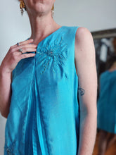 Load image into Gallery viewer, VINTAGE 1960s TURQUOISE BEADED TENT DRESS
