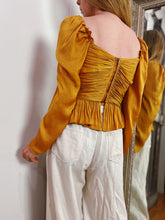 Load image into Gallery viewer, MODERN OCHRE SATIN SHIRRED TOP
