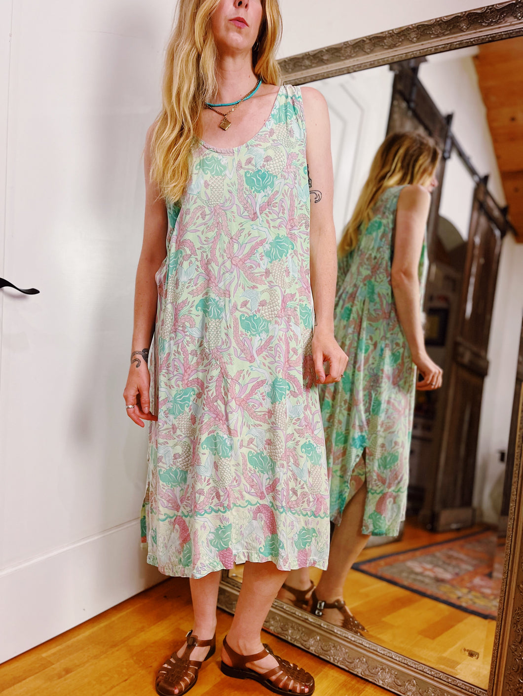 VINTAGE MERMAID PRINT EASY DRESS