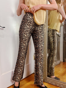 VINTAGE COTTON BLEND LEOPARD TROUSERS