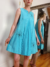Load image into Gallery viewer, VINTAGE 1960s TURQUOISE BEADED TENT DRESS
