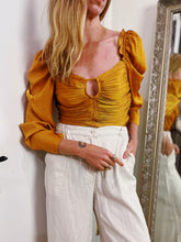 Load image into Gallery viewer, MODERN OCHRE SATIN SHIRRED TOP
