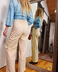 VINTAGE EMBROIDERED RAMIE TROUSERS