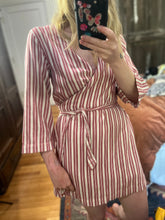 Load image into Gallery viewer, MODERN STRIPED WRAP DRESS

